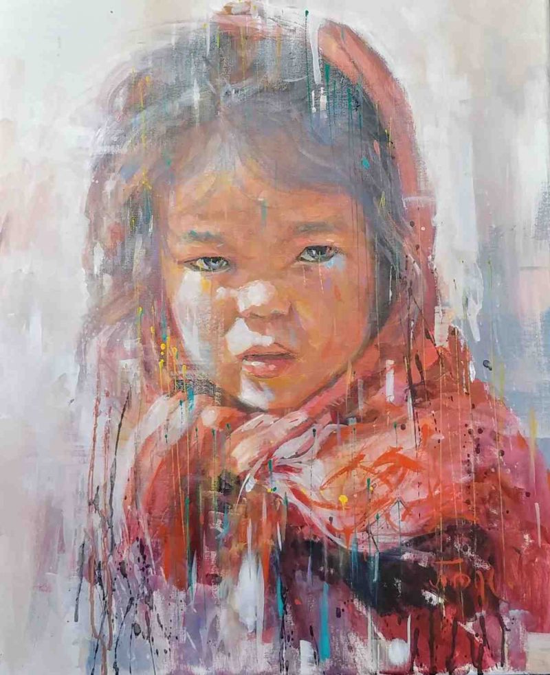 61x50cm Les yeux gris - non dispo Van Tame - Galerie Don Carli