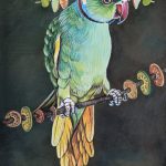 Oeuvre Perruche à collier - 50x20cm - Galerie Don Carli