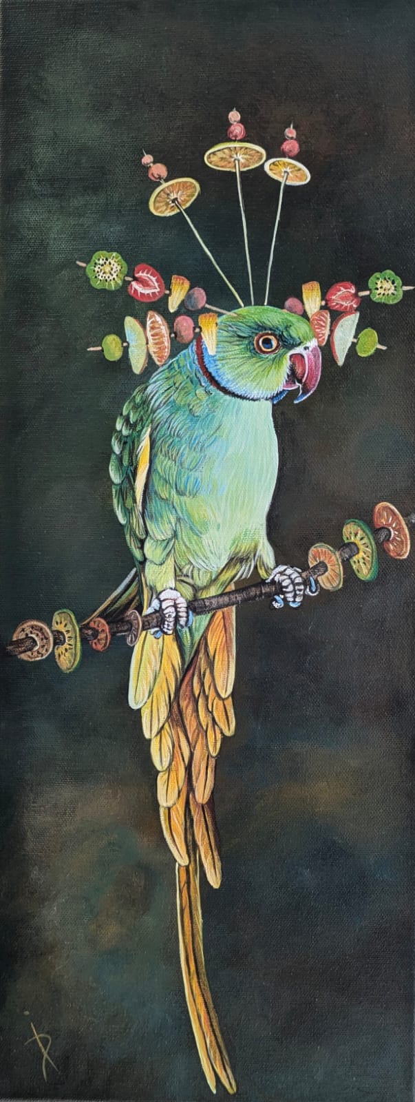 Oeuvre Perruche à collier - 50x20cm - Galerie Don Carli