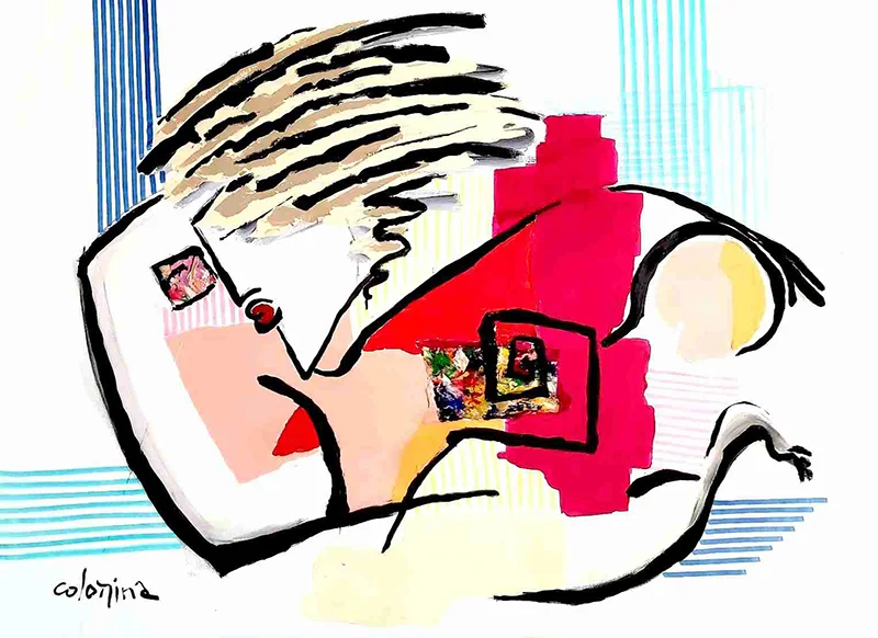 Technique mixte sur toile 130x97cm La rêveuse - Jorge Colomina - Galerie Don Carli