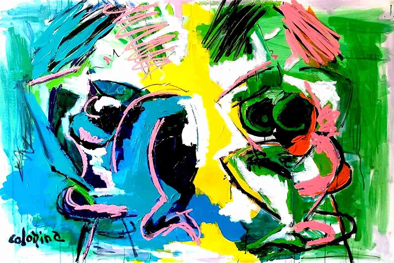 Technique mixte sur toile 146x100cm Au parc - Jorge Colomina - Galerie Don Carli