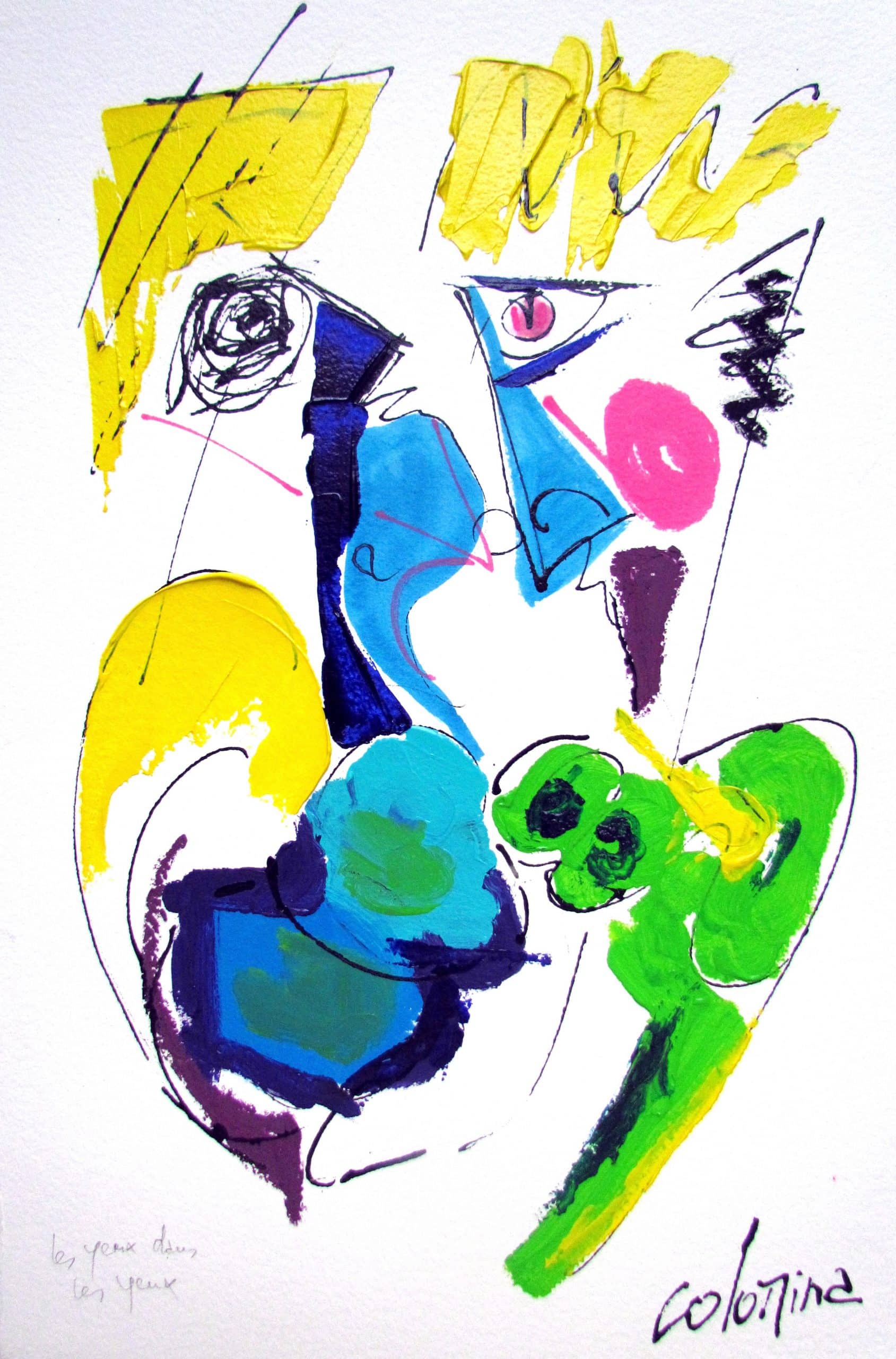 Technique mixte sur Vélin d'arches 58x38cm - Les yeux dans les yeux - Jorge Colomina - Galerie Don Carli
