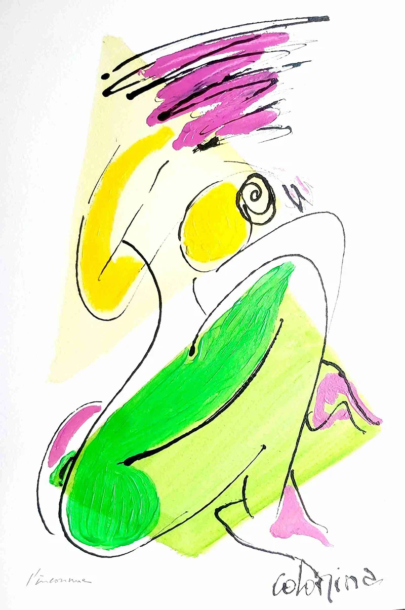 Technique mixte sur Vélin d'arches 58x38cm - L'inconnue - Jorge Colomina - Galerie Don Carli