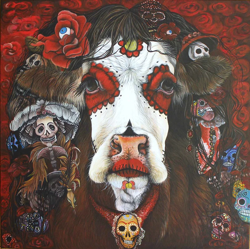 Oeuvre Vaca Del Dia de los Muertos - 80x80cm - Galerie Don Carli