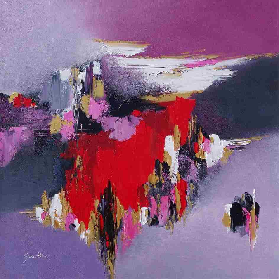 60x60cm Couleurs rubis - Dominique Mylène Gaultier - Galerie Don Carli