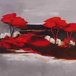 80x80cm Automne en rouge - Dominique Mylène Gaultier - Galerie Don Carli