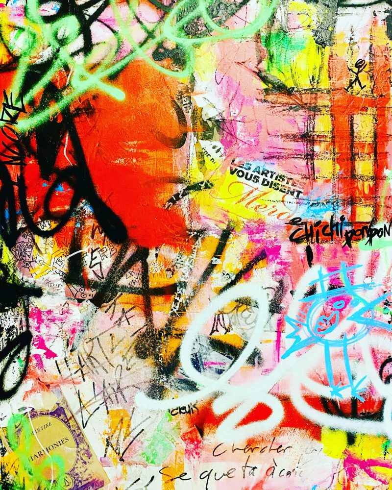 Support bois 82x61cm La folie marche sur les murs - Julie Houdemont - Galerie Don Carli