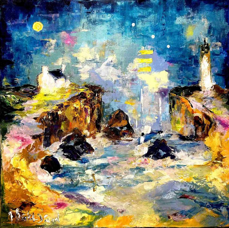 Belle île in blue - 80x80cm- Armelle Bastide D'Izar - Galerie Don Carli