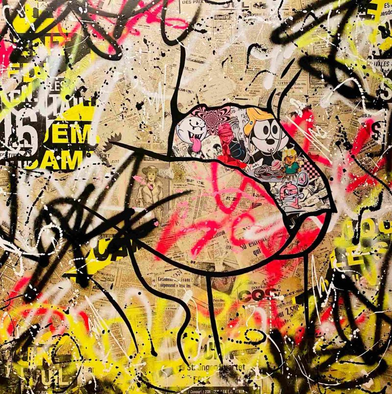 Support bois 100x100cm Madame est attachiante - Julie Houdemont - Galerie Don Carli