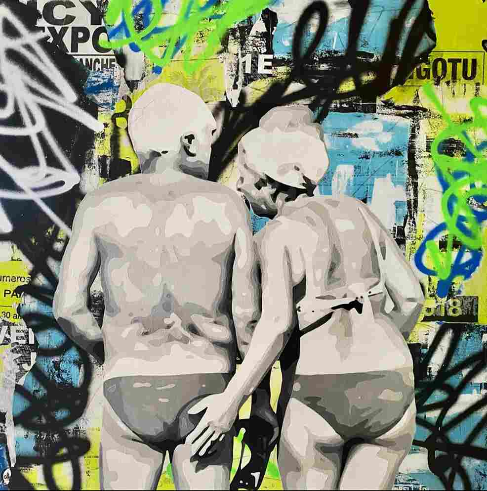 Support bois 100x100cm Vielles canailles - Julie Houdemont - Galerie Don Carli