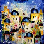 Santorin - 80x80 cm - Armelle Bastide d'Izar - Galerie Don Carli