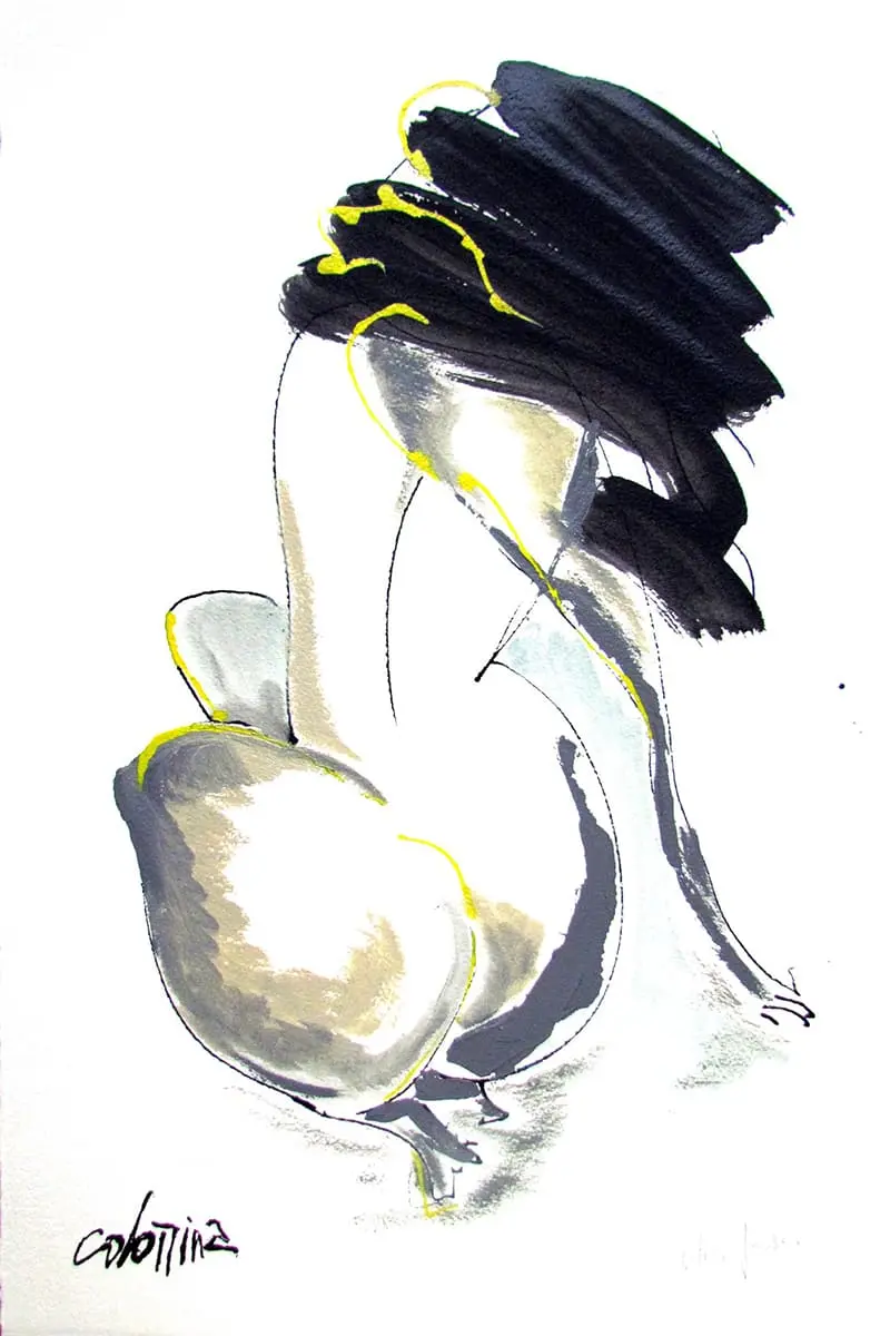 Technique mixte sur vélin d'arches 58x38cm - Jolies fesses Jorge Colomina - Galerie Don Carli