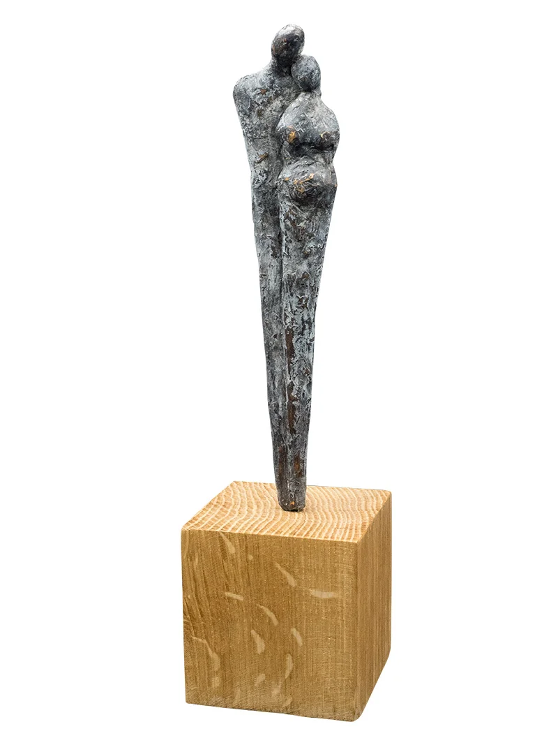 ARIANE & THÉSÉE, bronze sur socle en chêne - Hauteur 33cm - Véronique Vantesone