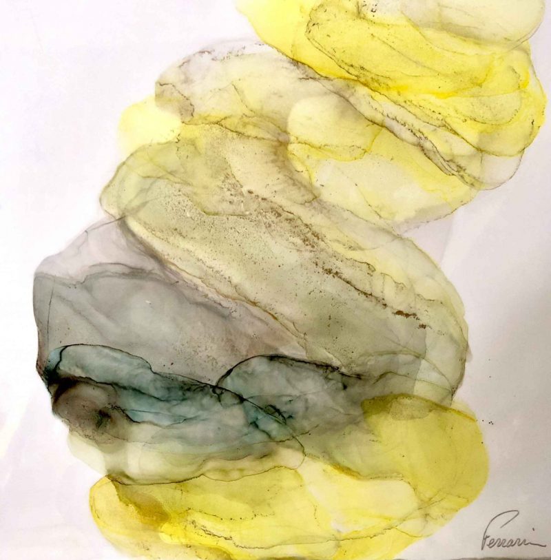 Here come the sun, techniques mixtes sur aluminium - 80 x 80 cm - Katia Ferrari