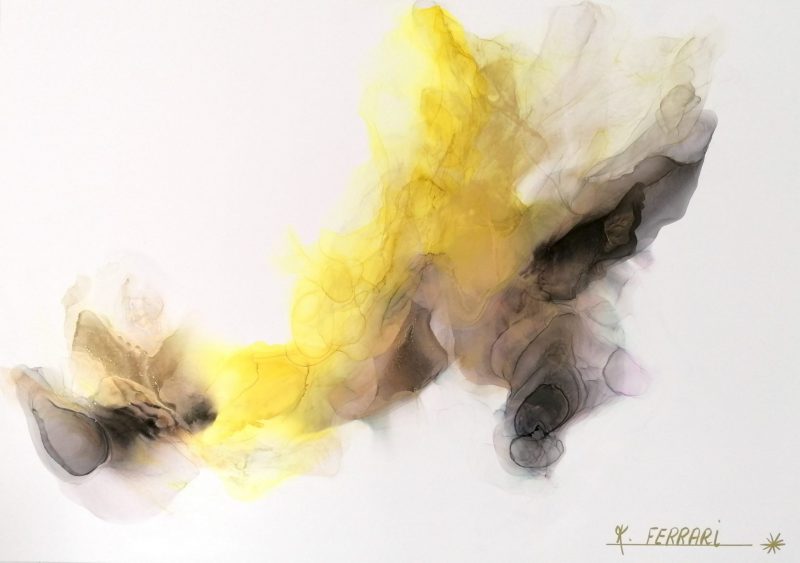 Gold lemon, techniques mixtes sur dibond - 92 x 65 cm - Katia Ferrari