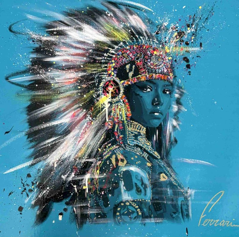 Jaya, techniques mixtes sur toile - 80 x 80 cm - Katia Ferrari