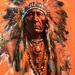 Sitting Bull, techniques mixtes sur toile - 96 x 65 cm - Katia Ferrari