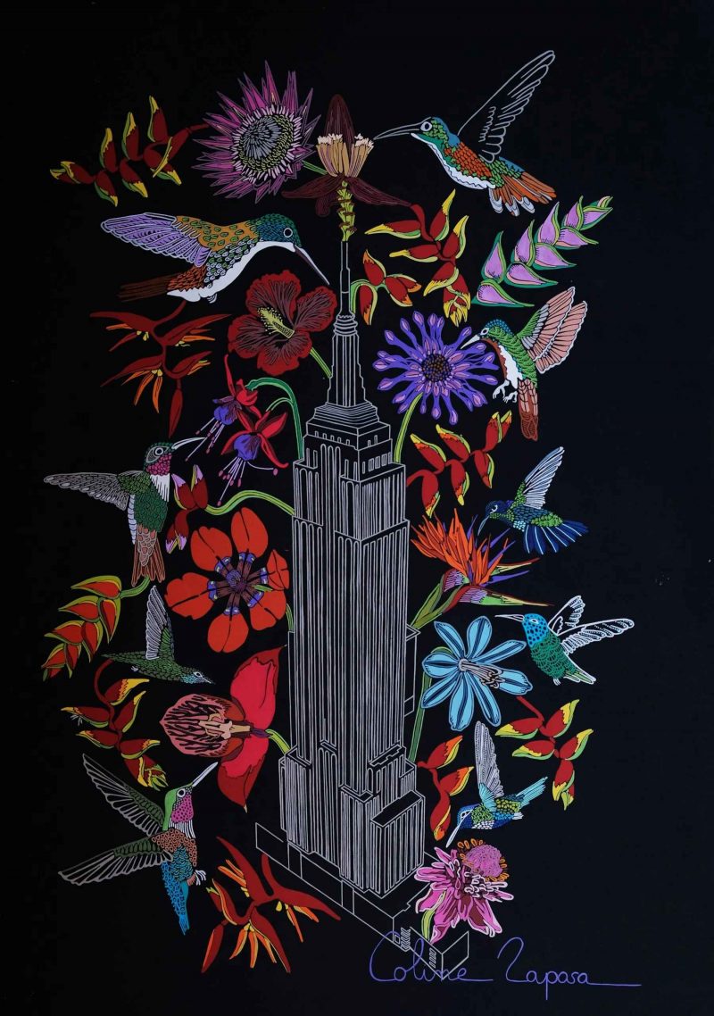 Velin d'arches - 100x70cm - Colibris - Coline Renard Raposa