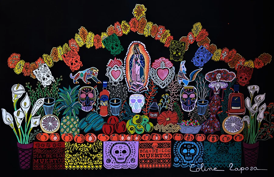 Velin d'arches - 101,5x66,5cm - Dia de los muertos - Coline Renard Raposa